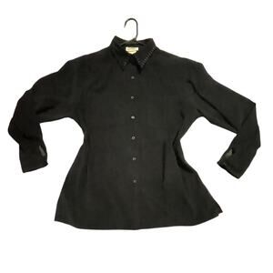 Northern Reflections Women's L Western Shirt Black Faux Suede Stitch Detail EUC